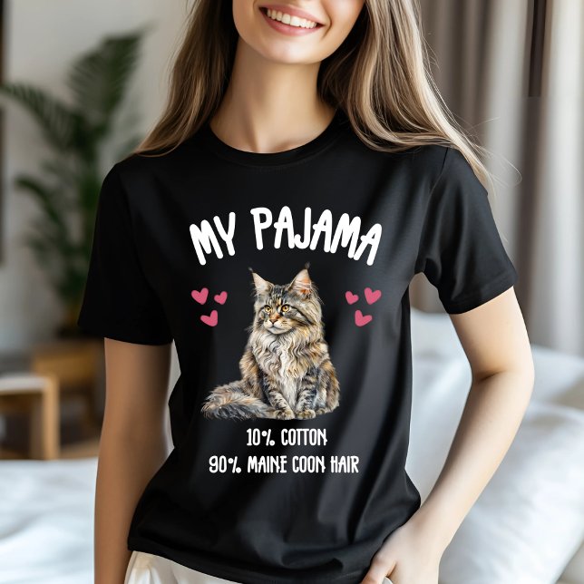 Anpassningsbar Maine Coon Pajama Art T Shirt (Skapare uppladdad)
