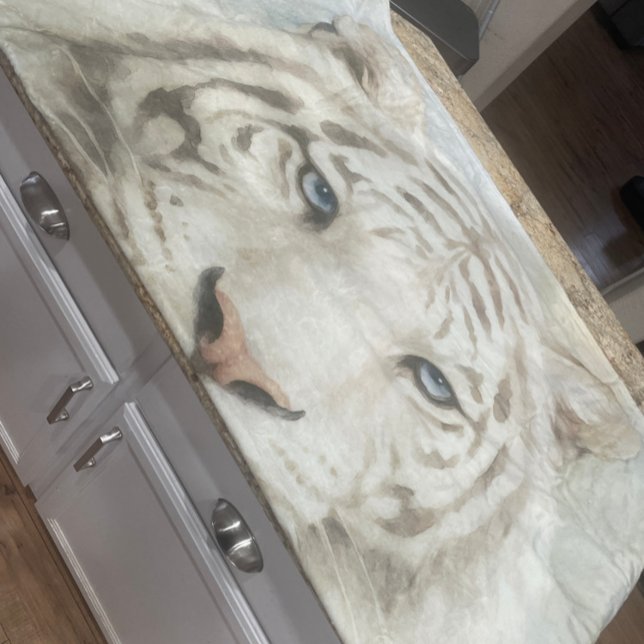 Anpassningsbar Majestätisk Vit Bengalisk Tiger Dju Fleecefilt (Super soft high quality blanket!)
