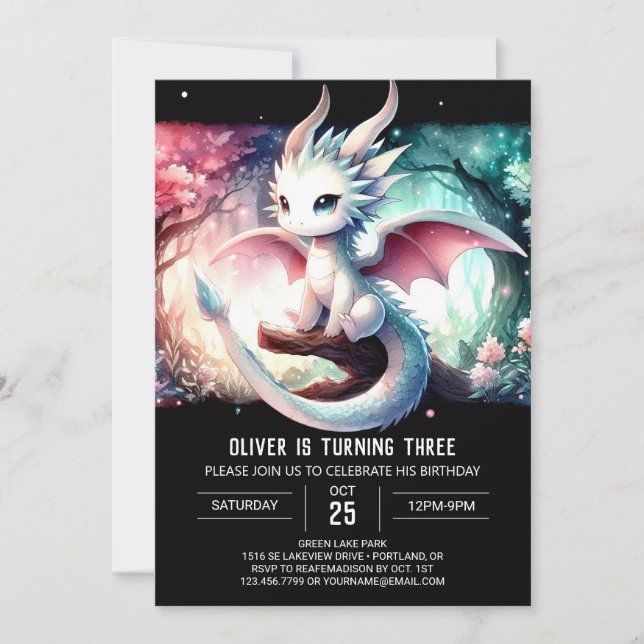 Anpassningsbar Majestic Dragon Birthday Inbjudningar (Framsida)