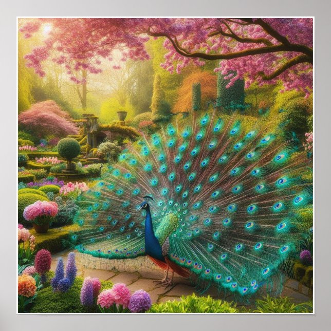 Anpassningsbar Majestic Peacock Wall Poster (Framsidan)