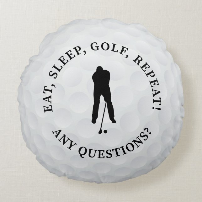 Anpassningsbar Male Golfer Silhouette Cute Golf Bo Rund Kudde (Framsidan)