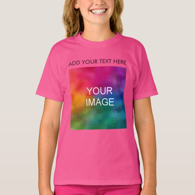 Anpassningsbar-mall Lägg till fototextbildsflickor T Shirt (Framsida)