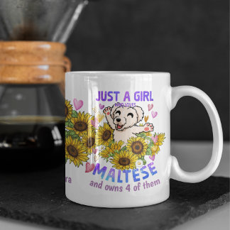 Anpassningsbar Maltesisk Älskare Solrosbrickor Blo Kaffemugg