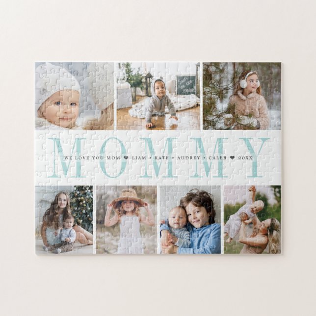 Anpassningsbar Mamma 7 Foto Kids Collage Pussel (Horisontell)