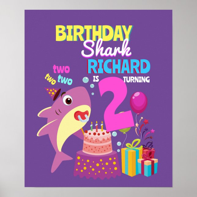Anpassningsbar Mamma Aunty Pappa pappa Shark Birth Poster (Framsidan)