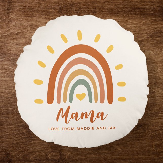 Anpassningsbar Mamma Boho Modern Snyggt Rainbow So Rund Kudde (Skapare uppladdad)