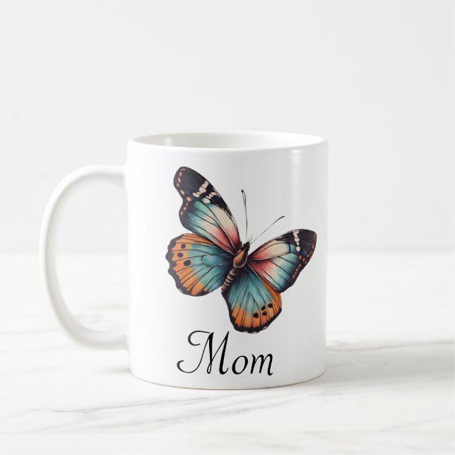 Anpassningsbar Mamma Colorful Butterfly Personlig Kaffemugg (Vänster)