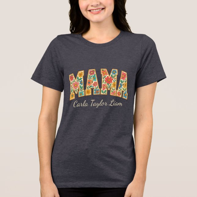 Anpassningsbar Mamma med Kids Namn eller Est-år T Shirt (Framsida)
