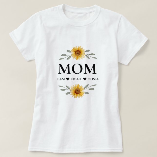 Anpassningsbar Mamma med Kids Namn Mors dag-gåva T Shirt (Design framsida)