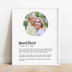 Anpassningsbar Mamma, Mor Definition Mors dag foto Poster