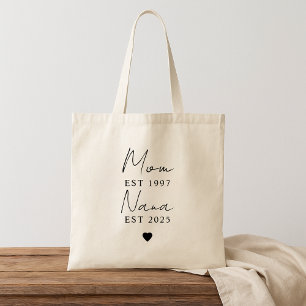 Anpassningsbar Mamma & Nana EST New Grandma Gift Tygkasse