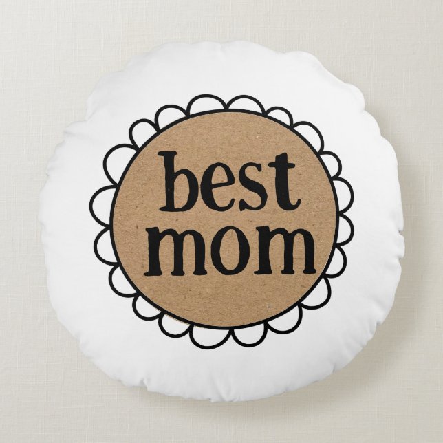 Anpassningsbar Mamma Scalloped Kant Rund Kudde (Framsidan)