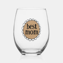 Anpassningsbar Mamma Scalloped Kant Stemless Vin G