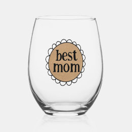 Anpassningsbar Mamma Scalloped Kant Stemless Vin G