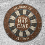 Anpassningsbar Man Cave Rustic Dartboard Darttavla<br><div class="desc">Anpassa den här ritytan till din familj namn och fastställa datum. Designad av Blackberry Boulevard.</div>