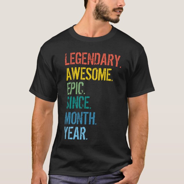 Anpassningsbar Månad och år Födelsedag T-Shirt (Framsida)