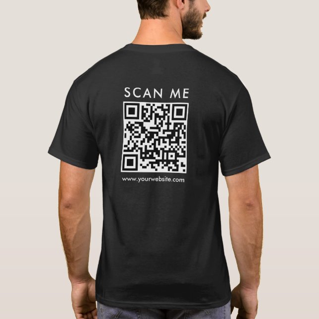 Anpassningsbar Manar Business QR Code Scan Me Back T Shirt (Baksida)