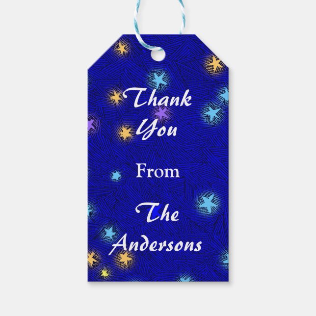 Anpassningsbar Måne och stjärnor Etching Tack Gift Presentetikett (Framsidan)