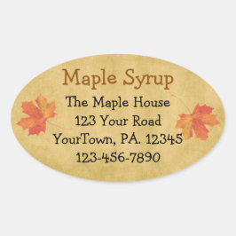 Anpassningsbar Maple Syrup Maple Löv Oval Sticker Ovalt Klistermärke