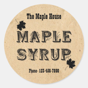 Anpassningsbar Maple Syrup Round Business-etikett Runt Klistermärke