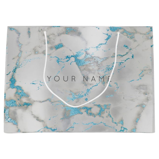 Anpassningsbar Marble Grått Blue Metallic Aqua Sil (Framsidan)