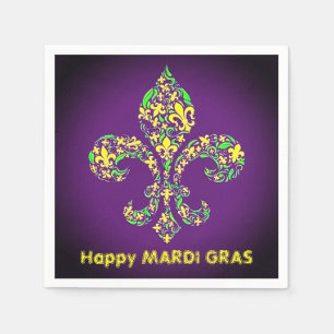 Anpassningsbar MARDI GRAS Fleur de Lis Disposable Pappersservett