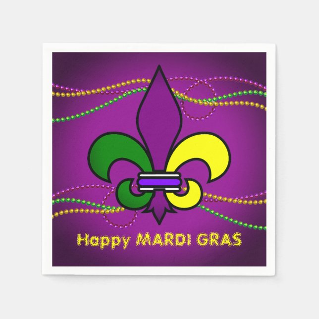 Anpassningsbar MARDI GRAS Fleur de Lis Engångs Coc Pappersservett (Framsidan)