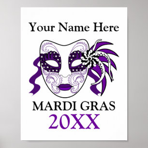 Anpassningsbar Mardi Gras med en festivalmask Poster