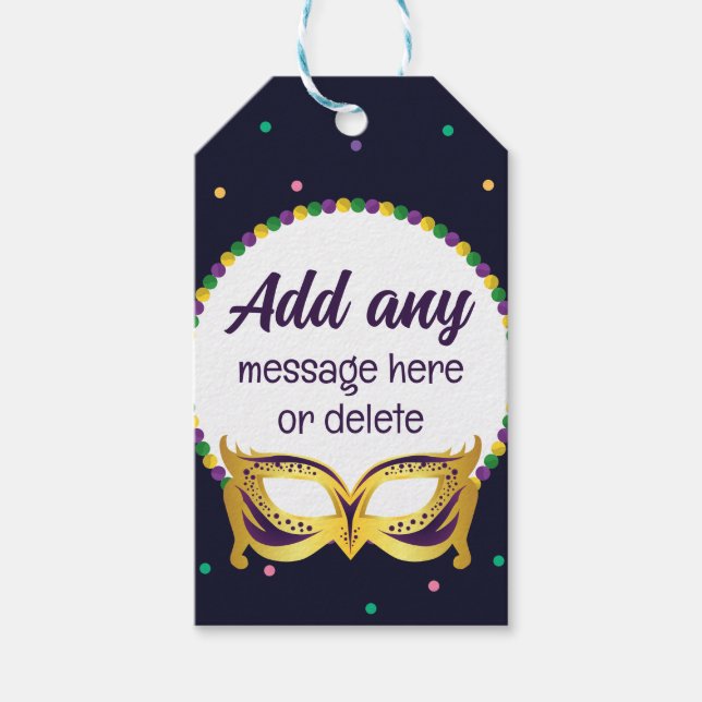 ANPASSNINGSBAR Mardi Gras Temaparty Roligt Festive Presentetikett (Framsidan)