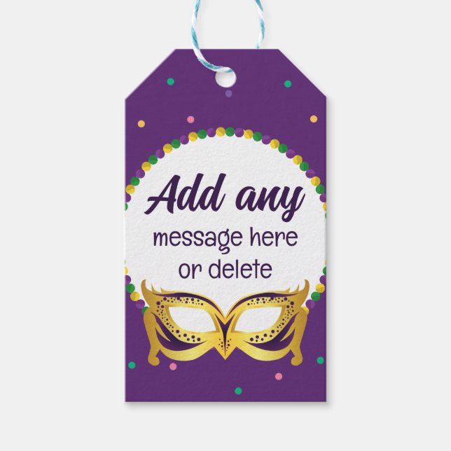 ANPASSNINGSBAR Mardi Gras Temaparty Roligt Festive Presentetikett (Framsidan)