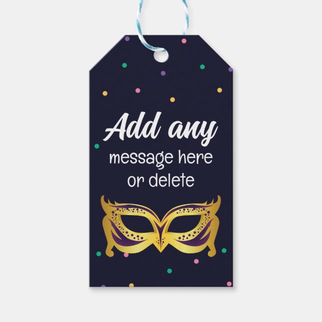 ANPASSNINGSBAR Mardi Gras Temaparty Roligt Festive Presentetikett (Framsidan)