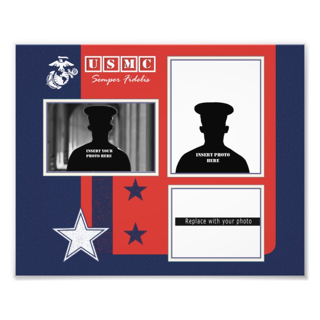 Anpassningsbar Marine Corps Photo Collage Fototryck (Framsidan)