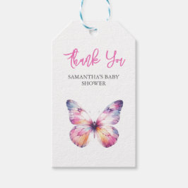 Anpassningsbar Märkre för vattenfärgsfjäril Presentetikett