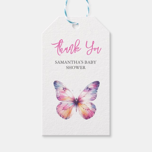 Anpassningsbar Märkre för vattenfärgsfjäril Presentetikett (Framsidan)