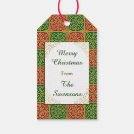 Anpassningsbar Märkre: Julrött Grönt Fleur-de-lis  Presentetikett