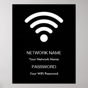 Anpassningsbar-märkt WiFi-nätverk och lösenordssva Poster