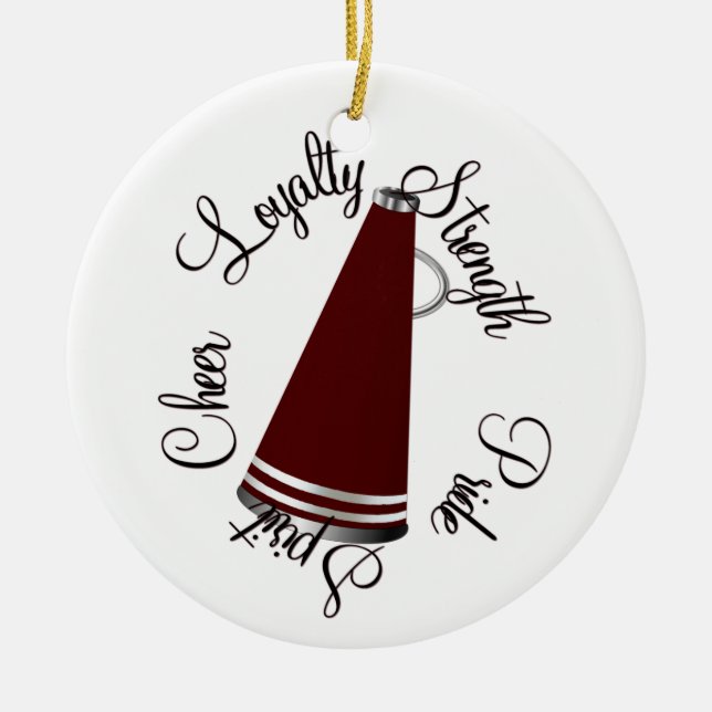 Anpassningsbar Maroon Megaphone Cheerlead Ornament (Framsidan)