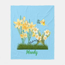 Anpassningsbar Mars Birth Flowers & Stone Fleecefilt