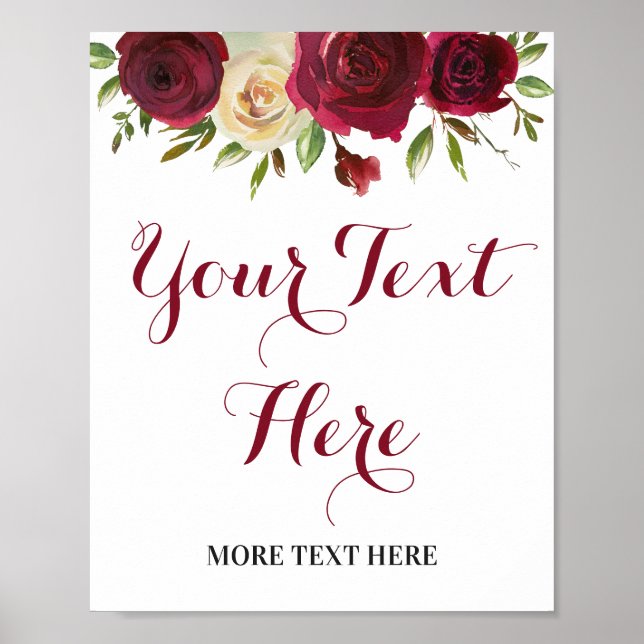 Anpassningsbar Marsala Burgundy Vin Rött Skylt Dek (Framsidan)