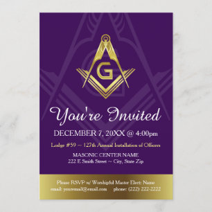 Anpassningsbar Masonic-inbjudningsmallar Grand L Inbjudningar