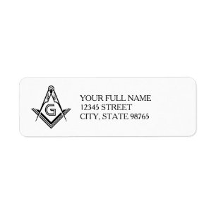 Anpassningsbar Masonic Square & Compass Mailing La Returadress Etikett