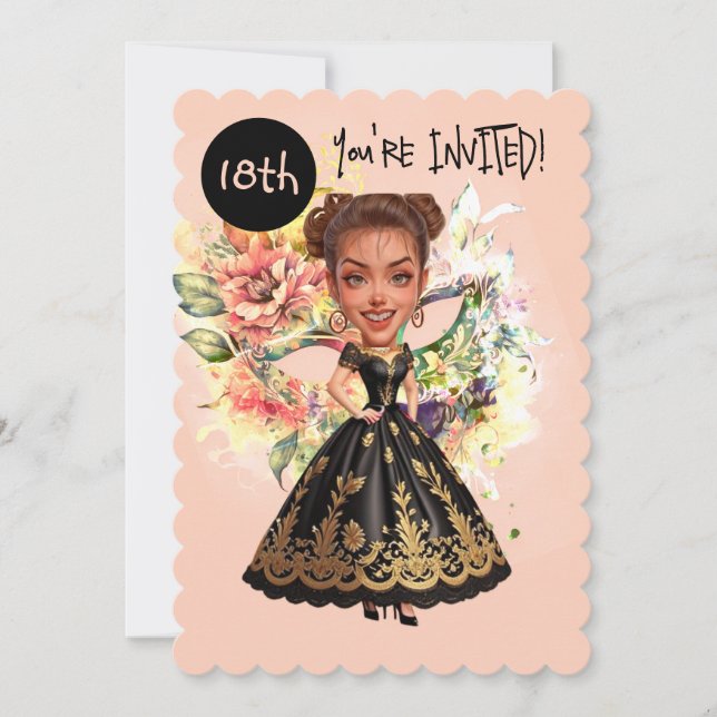 Anpassningsbar Masquuppad 18:e födelsedag Inbjudningar (Framsida)