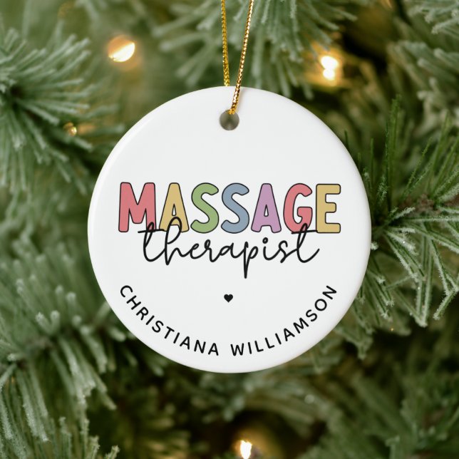 Anpassningsbar Massage Therapist | Gift för massag Julgransprydnad Keramik (Träd)