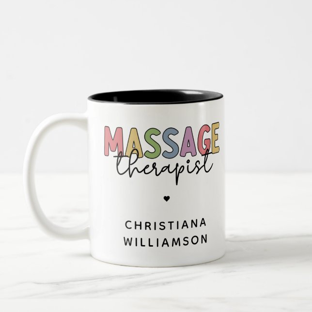 Anpassningsbar Massage Therapist | Gift för massag Två-Tonad Mugg (Vänster)