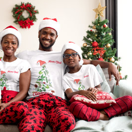 Anpassningsbar Matching Family Namn Julgran Santa T Shirt