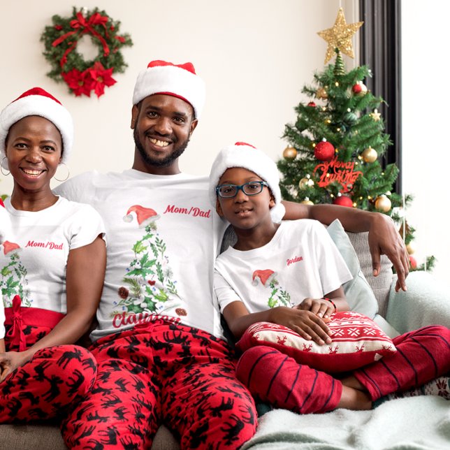 Anpassningsbar Matching Family Namn Julgran Santa T Shirt (Skapare uppladdad)