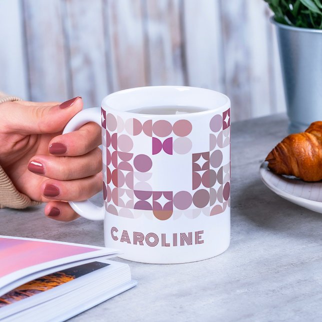 Anpassningsbar Mauve Taupe  Rosa Hip Art Mönster Kaffemugg (Skapare uppladdad)