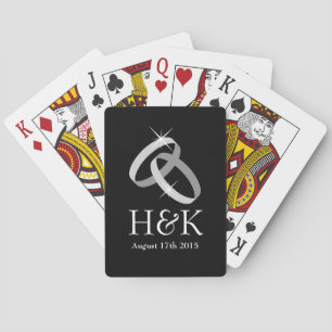 Anpassningsbar med monogrammet ringar bröllop spel kort