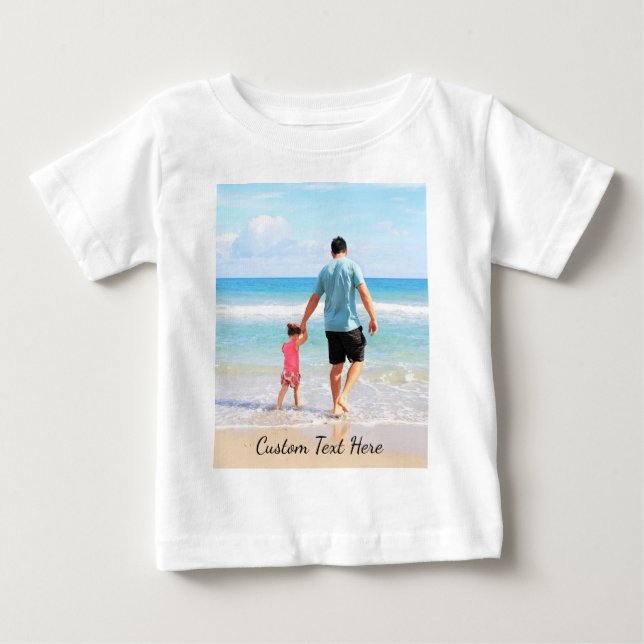 Anpassningsbar med text i foto Baby T-Shirt-presen T Shirt (Framsida)