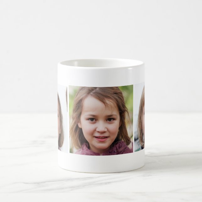 Anpassningsbar med tre fotokollage kaffemugg (Center)